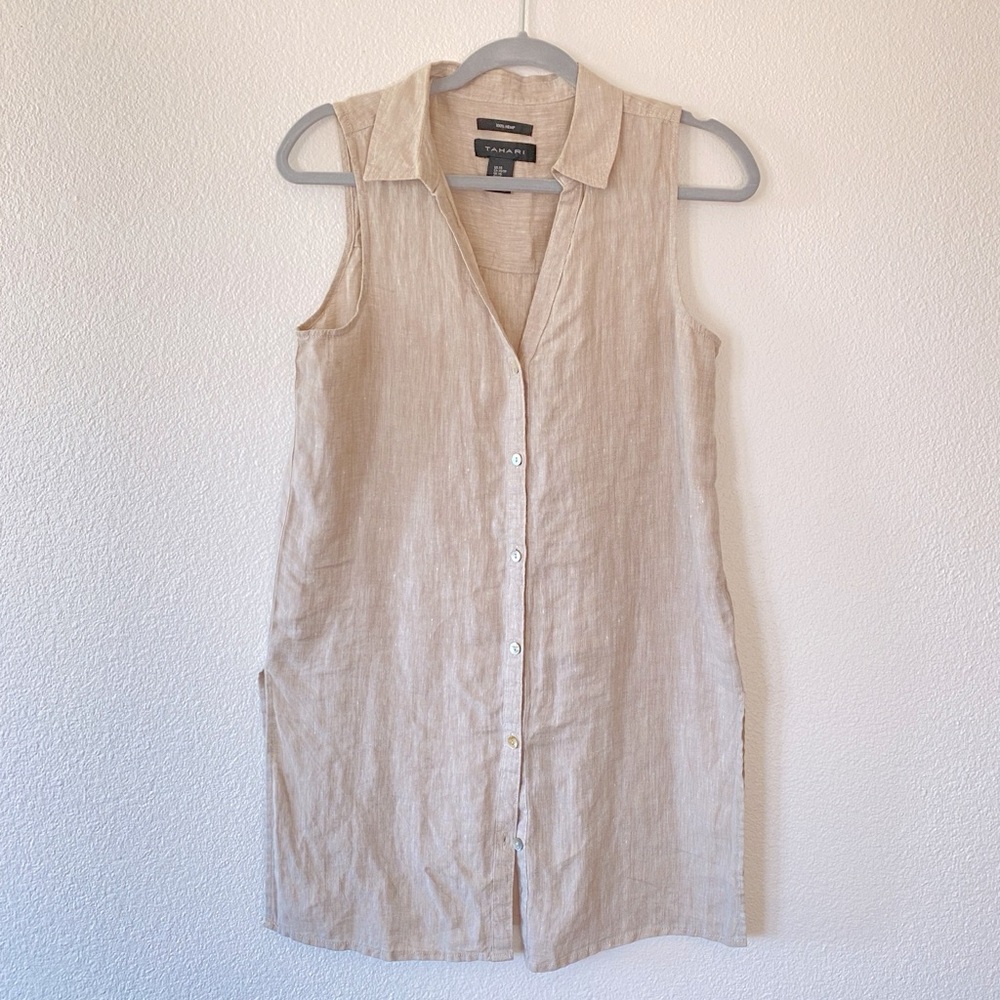 Women’s cream hemp cover up tunic Tahari xs neautral